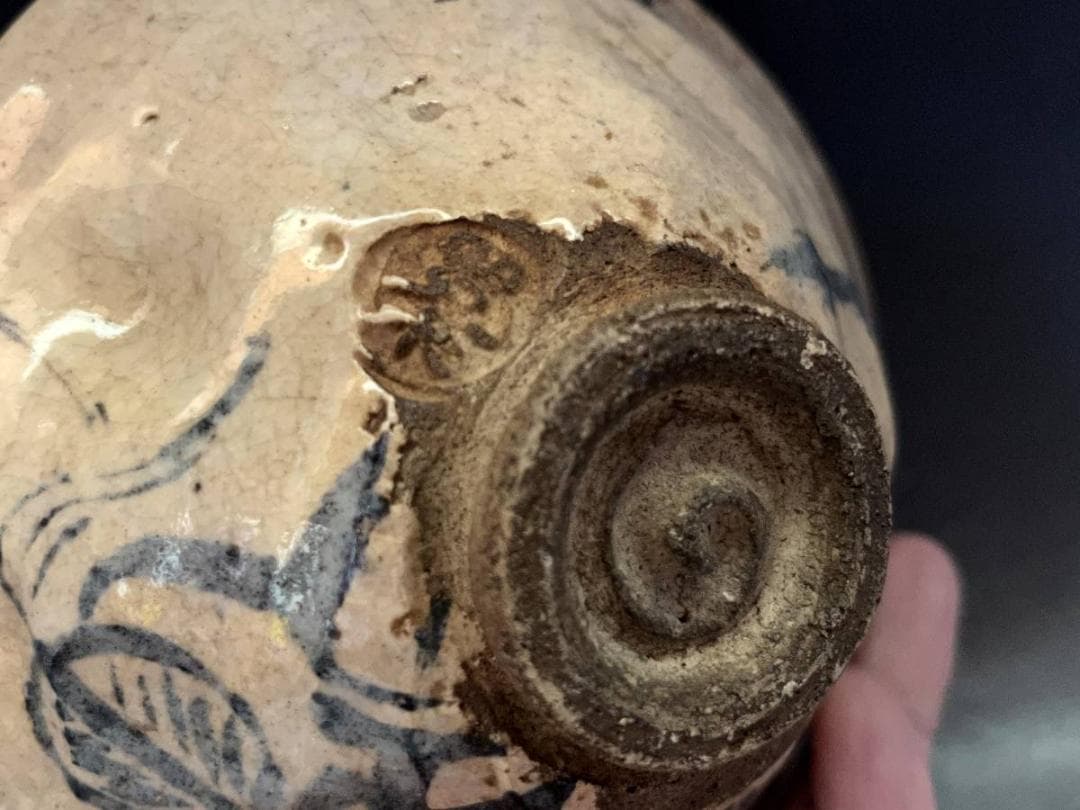 茶碗■古京薩摩 夏茶碗 布袋様 (江戸期) 古い平茶碗 古京焼 時代物 骨董品■