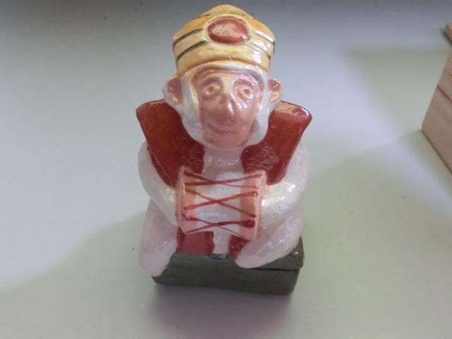 香合■伊藤桂楽作 祝猿 楽峰作 獅子 青磁 2個セット 共箱付 共布 お茶道具■