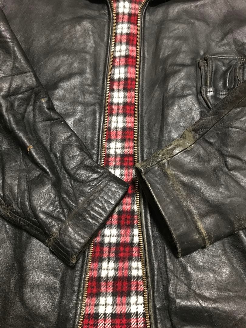 vintage フランス空軍タイプ パイロットジャケット 裏地チェック