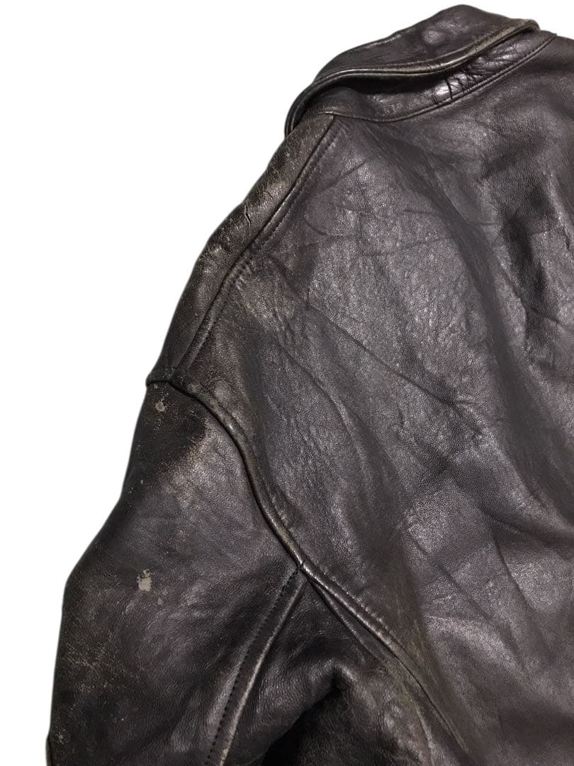 vintage フランス空軍タイプ パイロットジャケット 裏地チェック