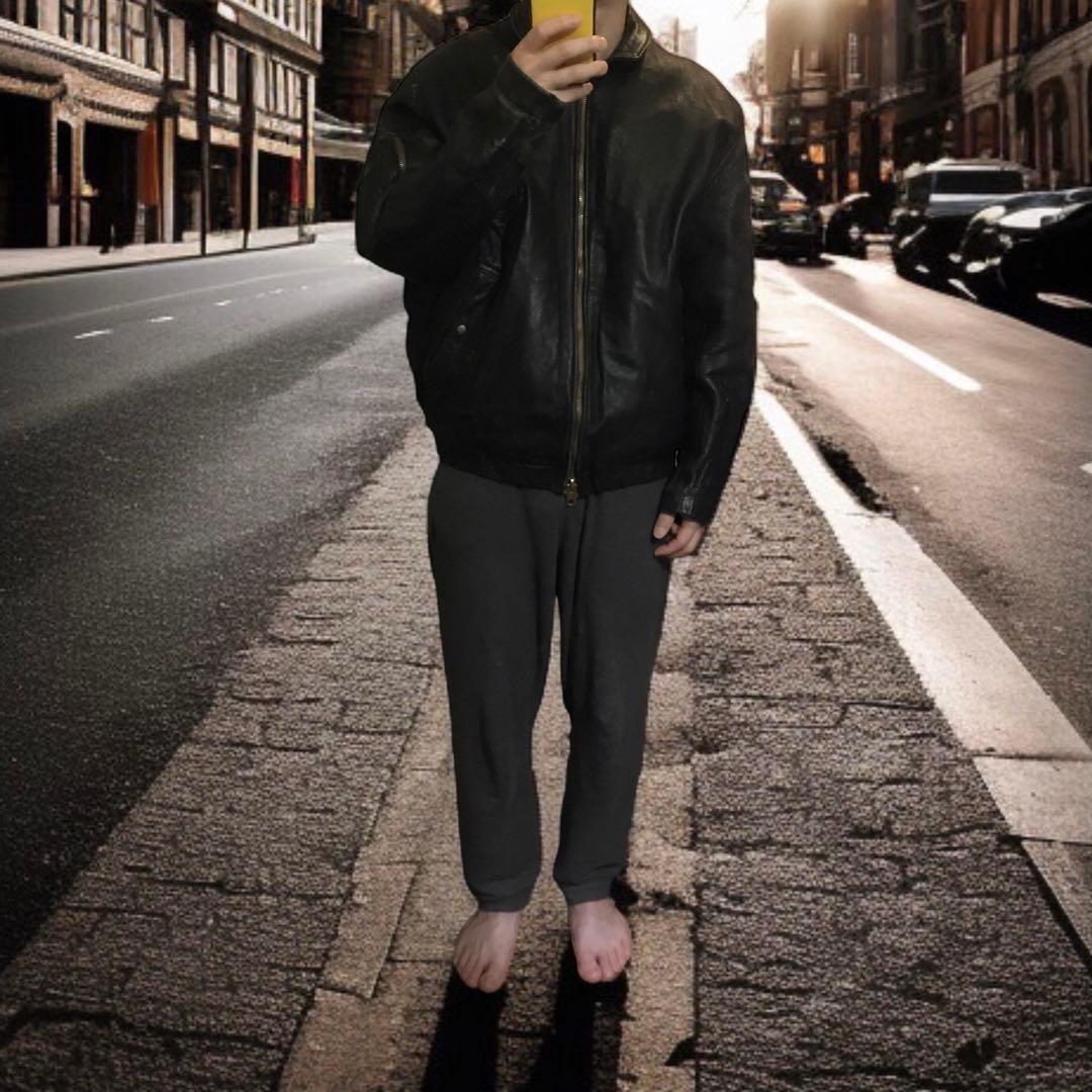 vintage フランス空軍タイプ パイロットジャケット 裏地チェック