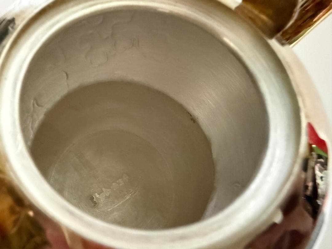 純銀製 南鐐ひょうたん形 花草彫 湯沸 銀瓶 煎茶道具