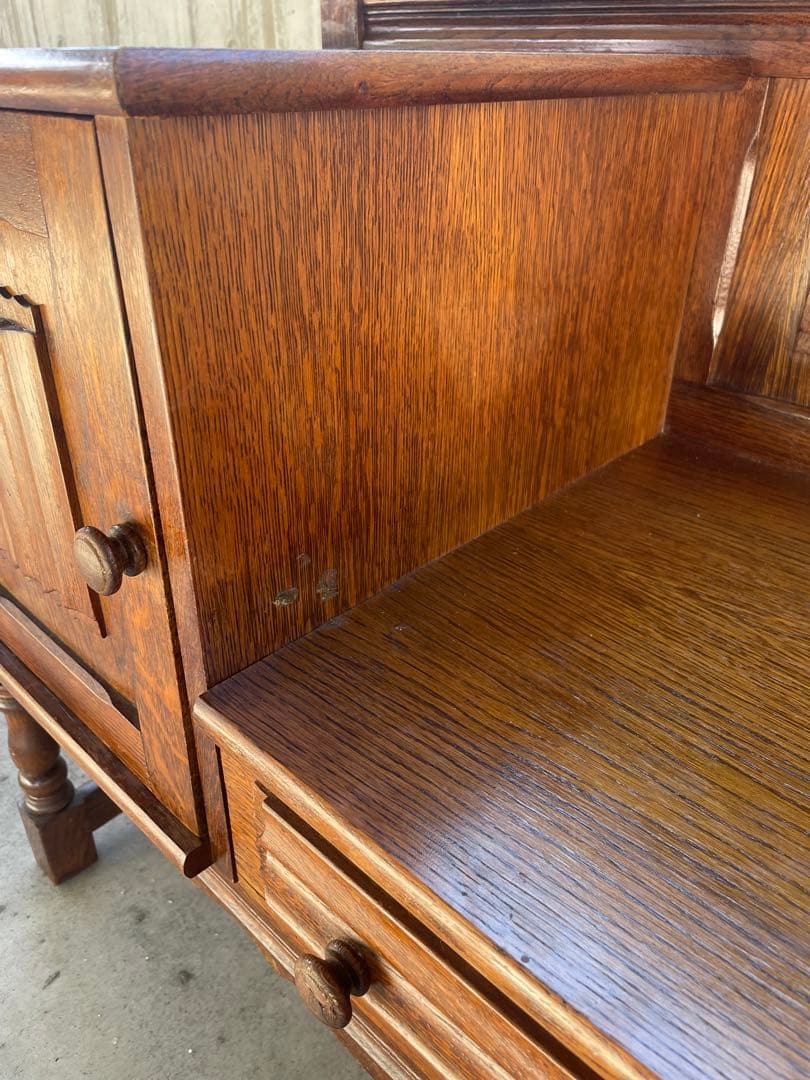 テレフォンベンチ オーク材電話台 引き出し付き