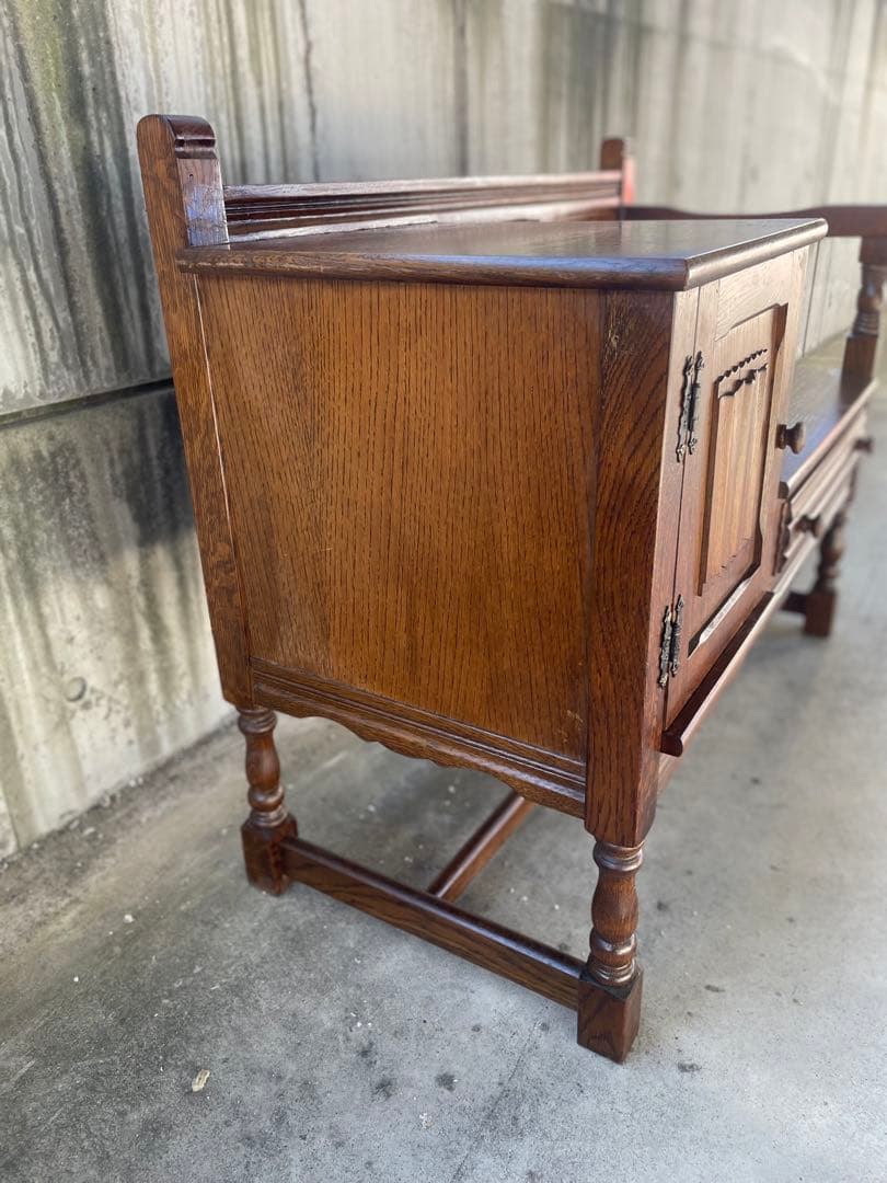 テレフォンベンチ オーク材電話台 引き出し付き