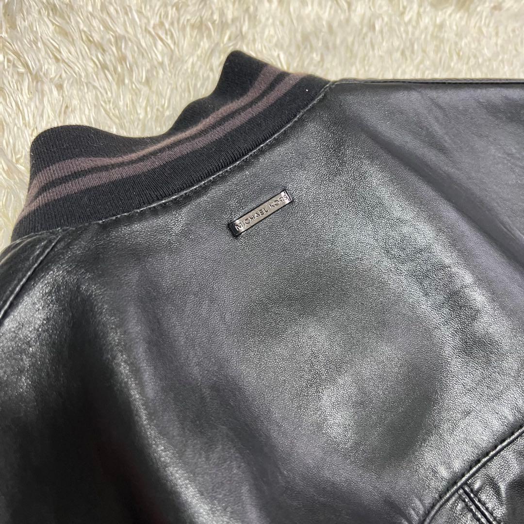 マイケルコース　ラムレザー　シングルライダース　革ジャン　総柄　S 黒