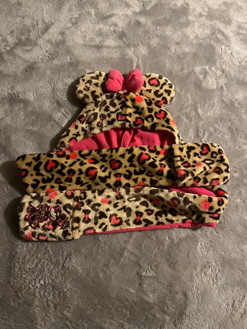 ヒョウ柄ミニーマフラーキャップ♡