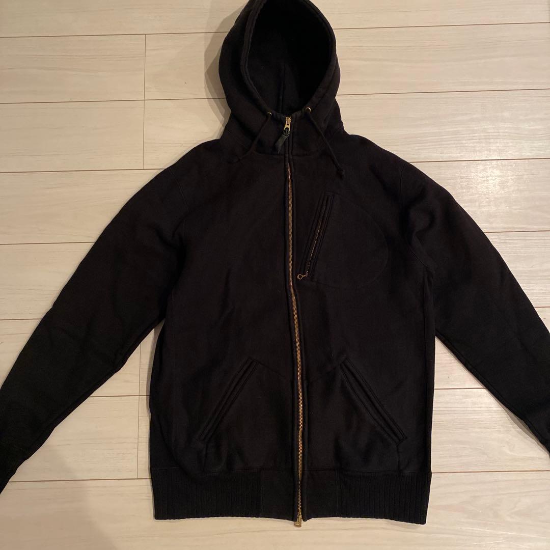 ウエストライド　黒 フルジップ フード付きパーカー　サイズ44