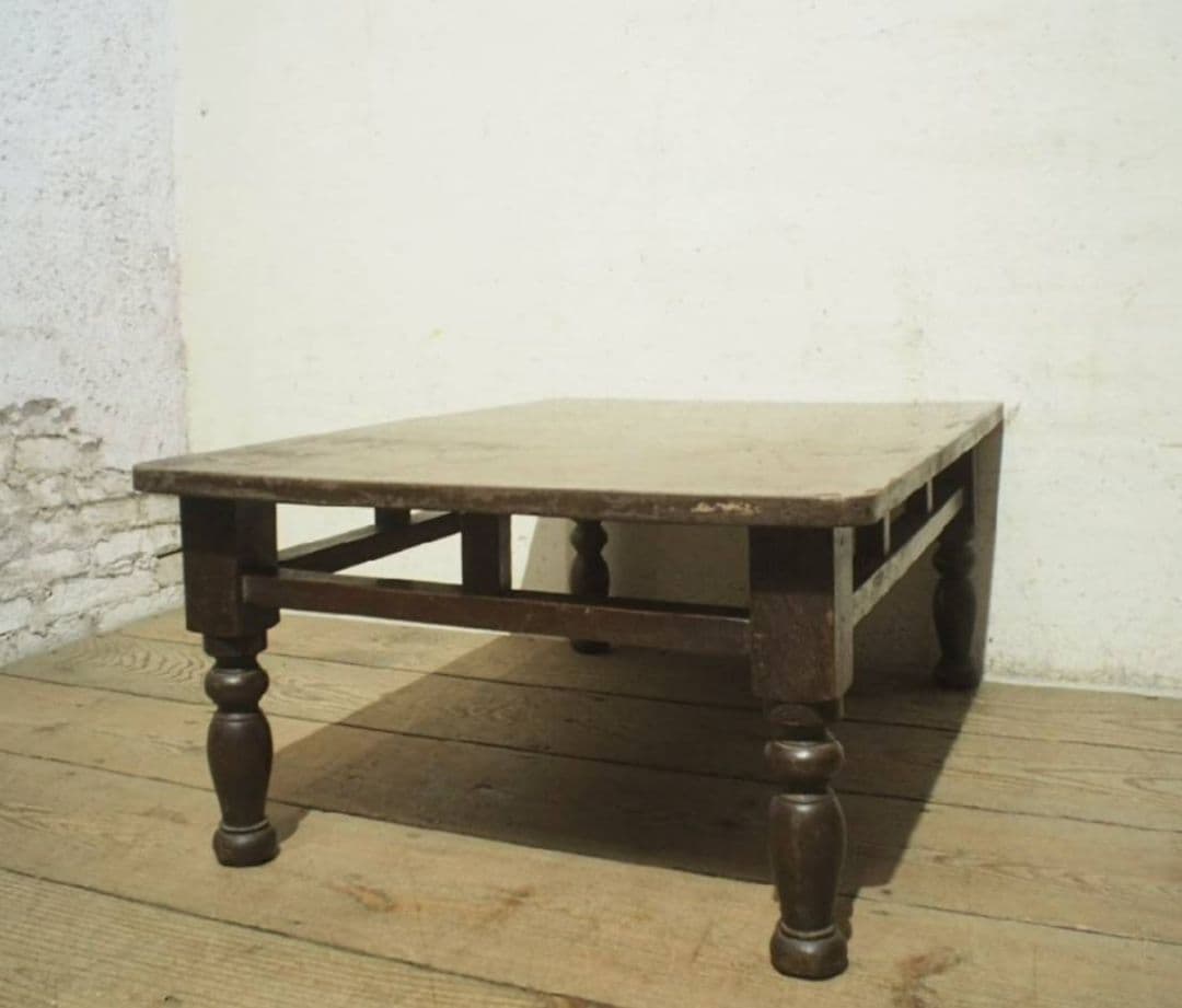 1018 アンティーク　ろくろ脚　文机　ローテーブル　座卓 轆轤　レトロ　古家具