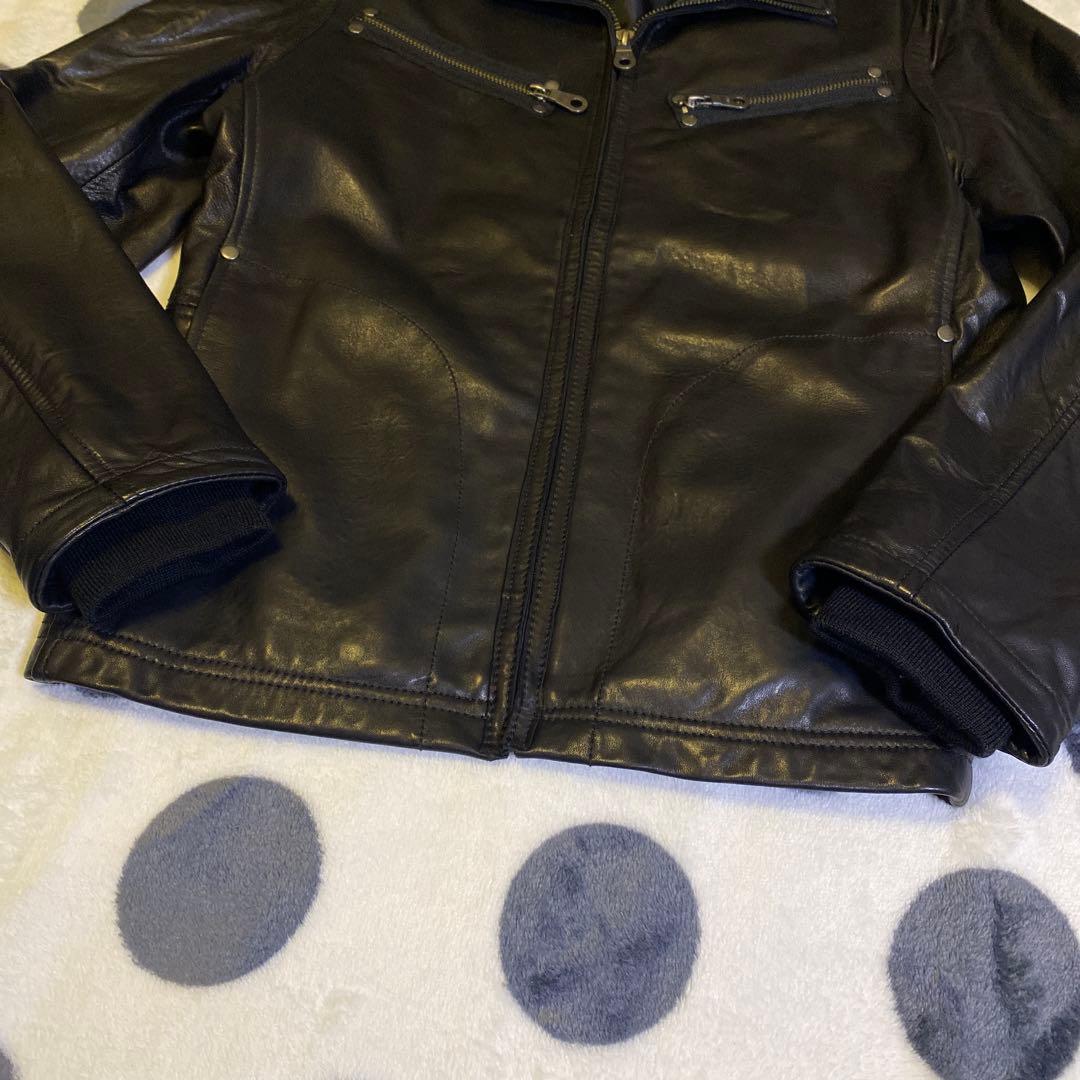 【羊革】AVIREX シングルライダース レザージャケット Lサイズ 黒