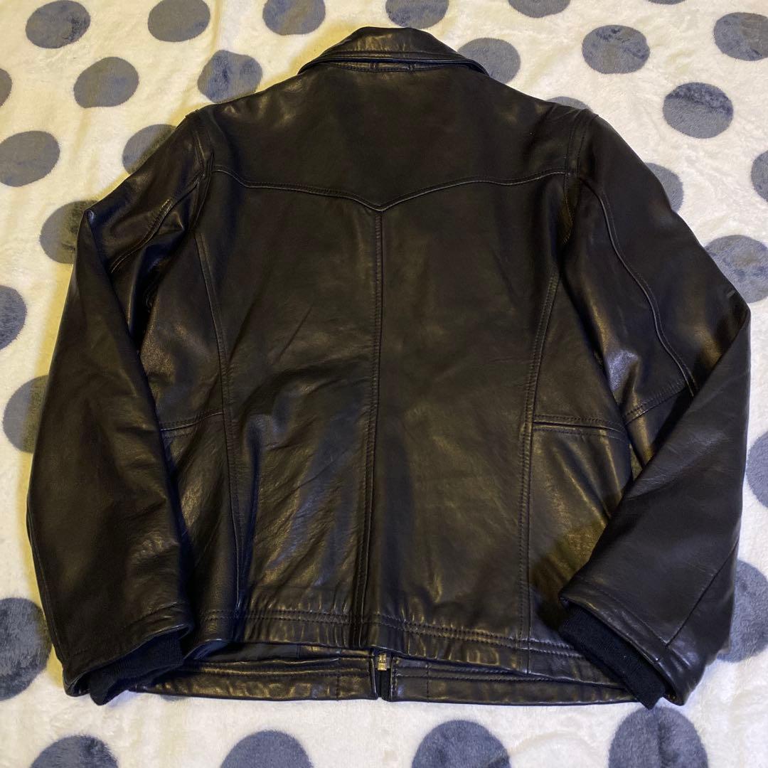 【羊革】AVIREX シングルライダース レザージャケット Lサイズ 黒