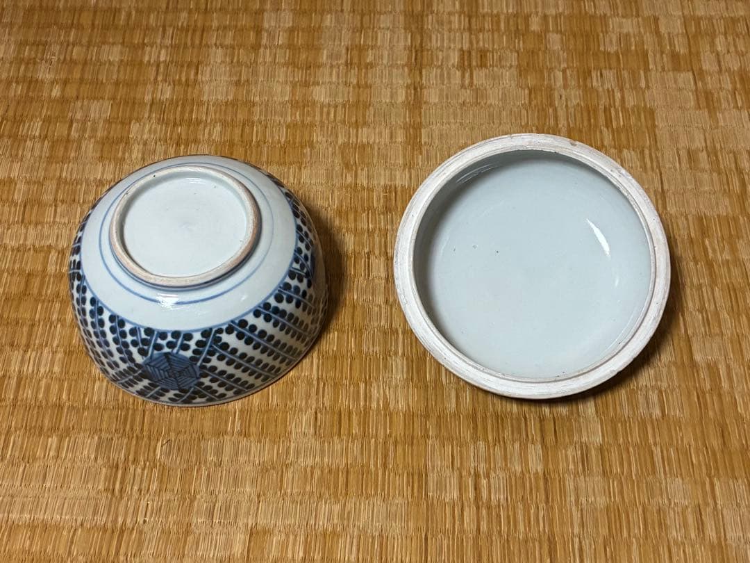 古伊万里 染付 丸紋 蓋物 菓子鉢 時代物