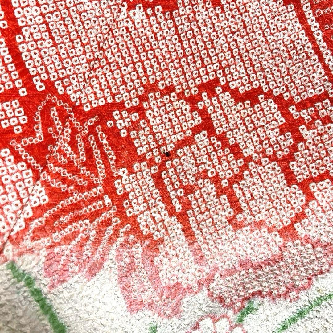 総絞り　牡丹　菊花　花模様　振袖　成人式 晴れの日 着物 032a p