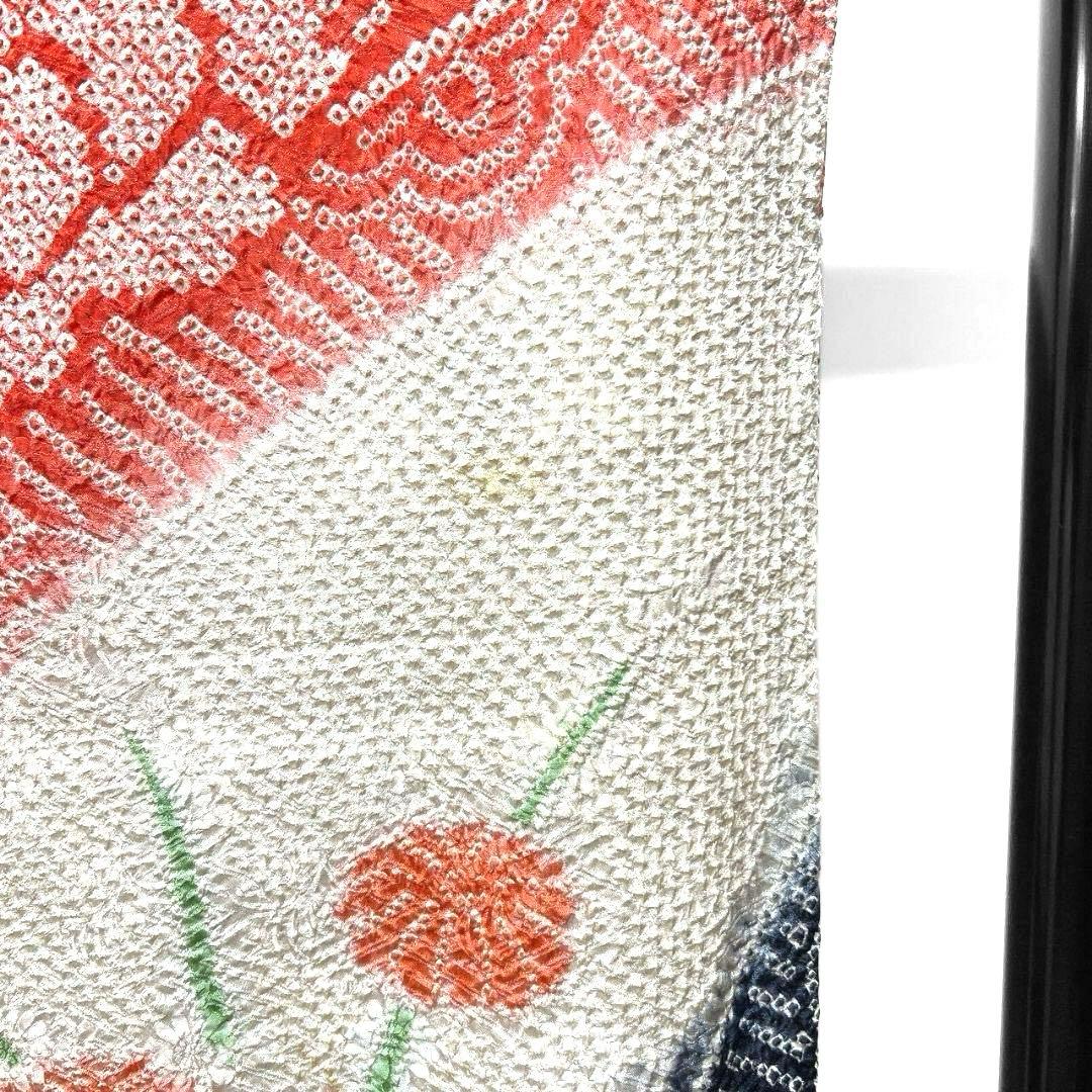 総絞り　牡丹　菊花　花模様　振袖　成人式 晴れの日 着物 032a p