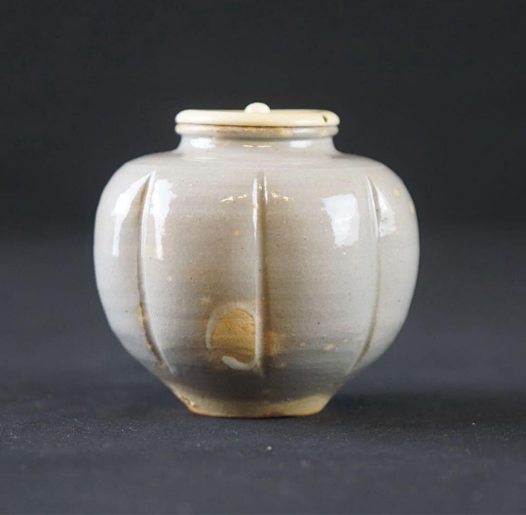 十四代 朝日豊斎 鹿背柑子形 茶入 共箱 仕覆付 茶道具 保証品