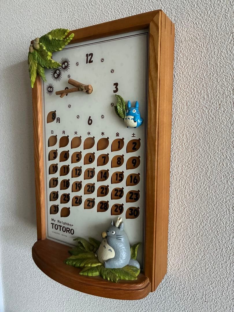 【時計動きます】ジブリ　となりのトトロ　万年カレンダー掛け時計兼置き時計