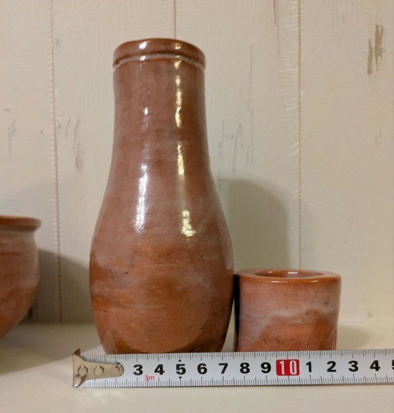 茶道具　建水　蓋置　杓立　三楽作　赤楽