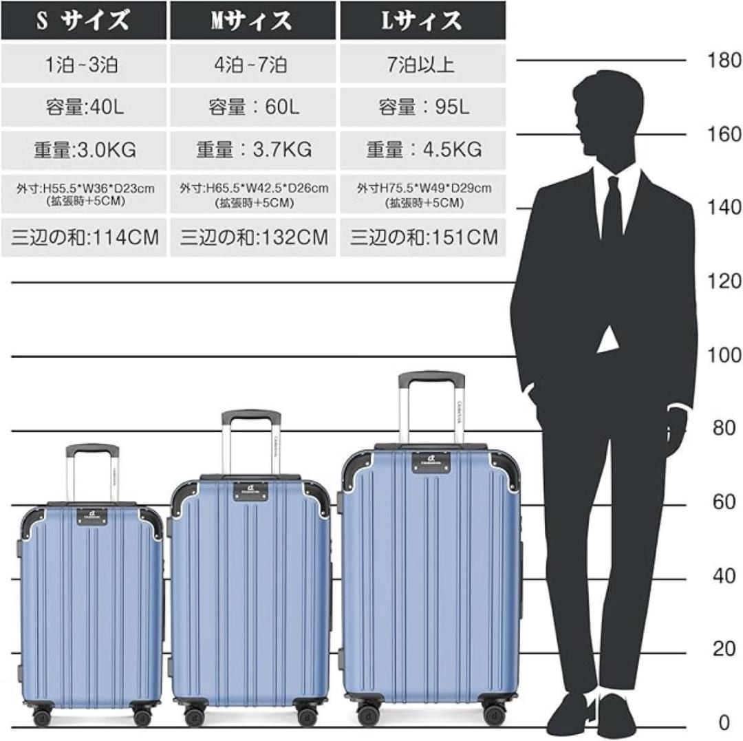 スーツケース L ネイビー　拡張 キャリーケース キャリーバッグ