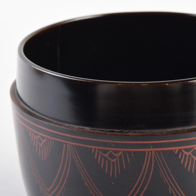 茶道具　黒漆　笹文　棗　在銘　共箱　V　7029