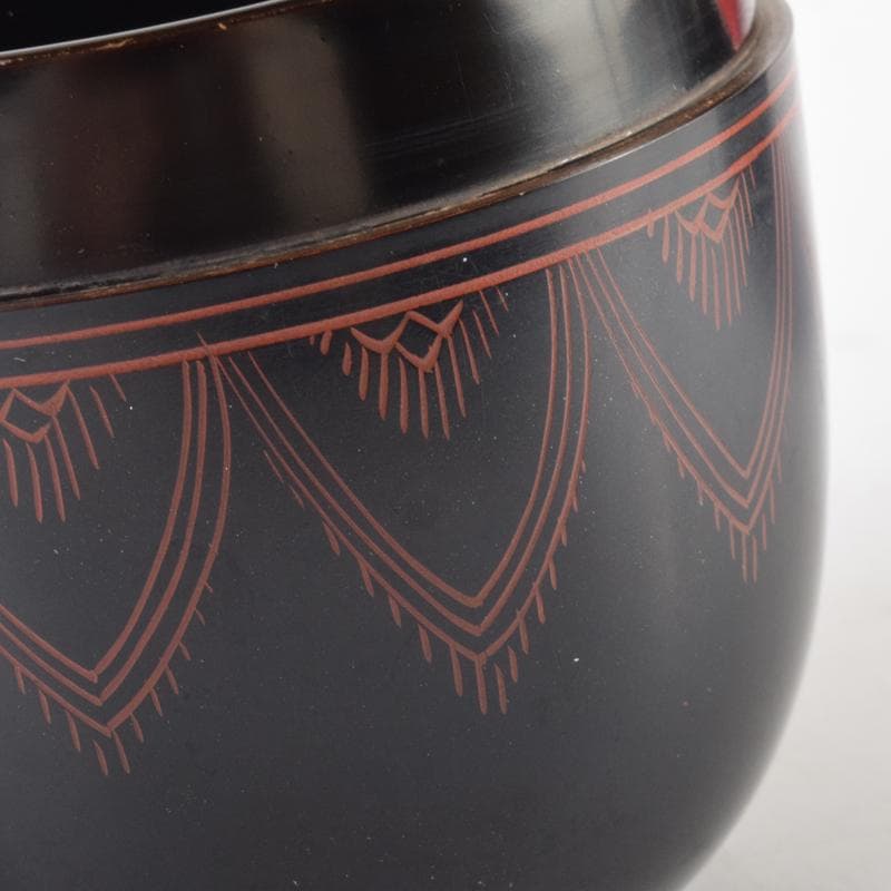 茶道具　黒漆　笹文　棗　在銘　共箱　V　7029