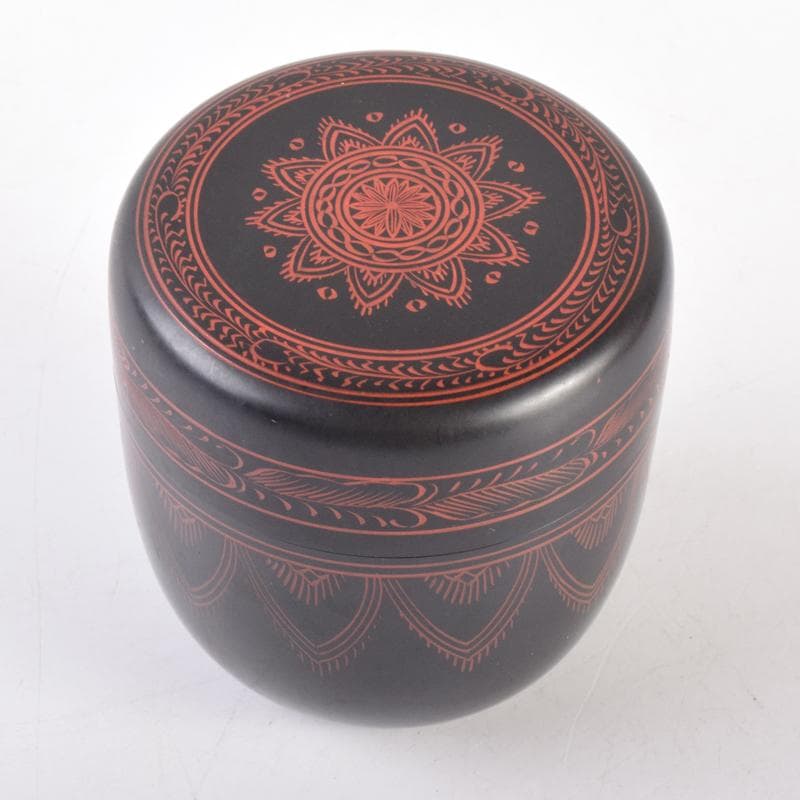 茶道具　黒漆　笹文　棗　在銘　共箱　V　7029