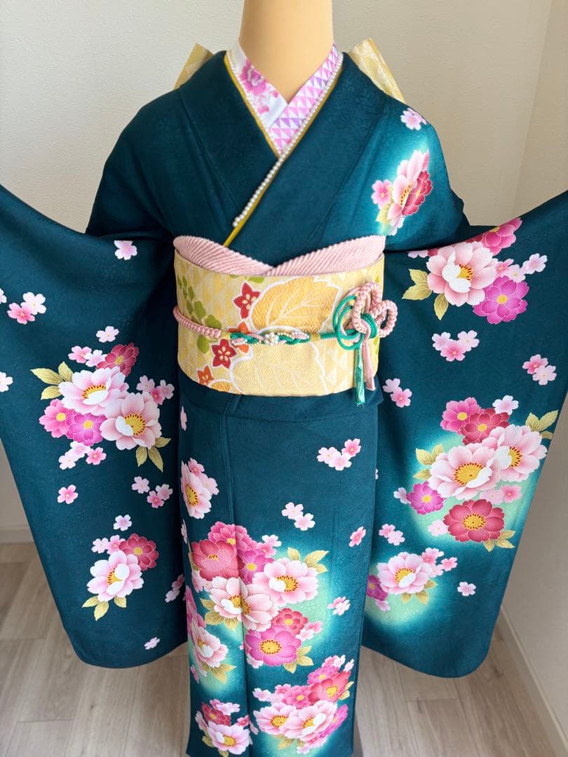 みるく様　【特別大価格❣️⑥】振袖フルセット　正絹振袖　成人式 緑系