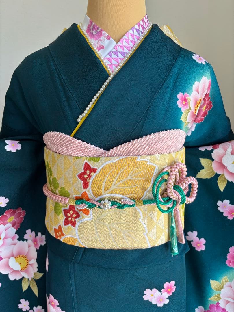 みるく様　【特別大価格❣️⑥】振袖フルセット　正絹振袖　成人式 緑系