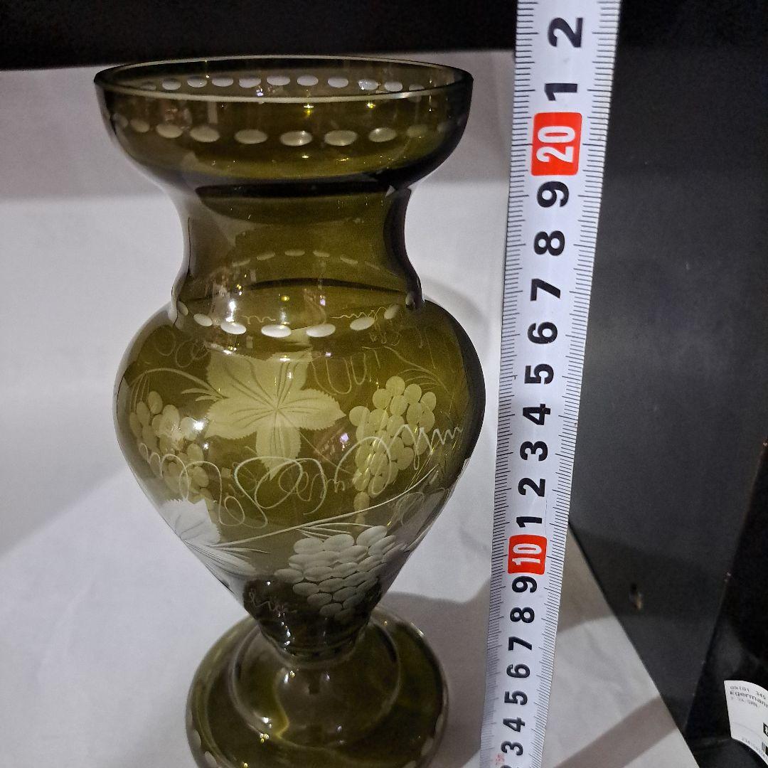 茶道具　江戸　ギヤマン硝子　紫色被せ硝子　葡萄図　　水次　完品