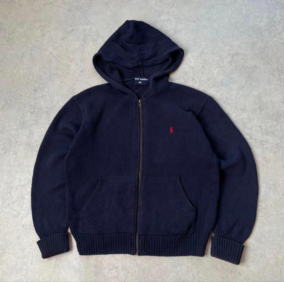希少レア ポロスポーツ ラルフローレン ニットフルジップ パーカー ネイビー