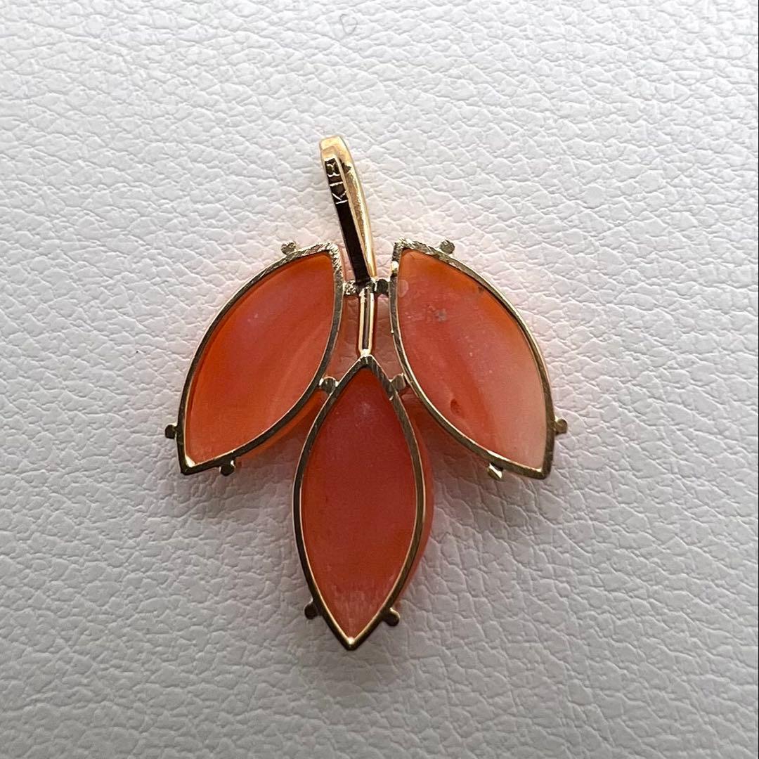 K18 ペンダントトップ　珊瑚　1.36 g