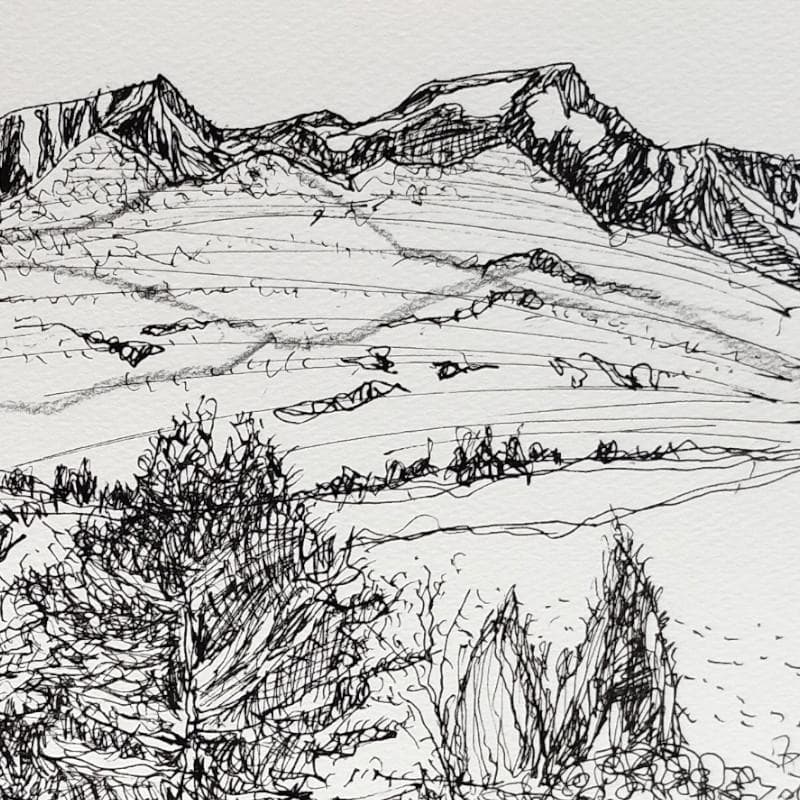 ☆青野昌勝☆「中山峠の春」ペン画　四ツ　未使用！