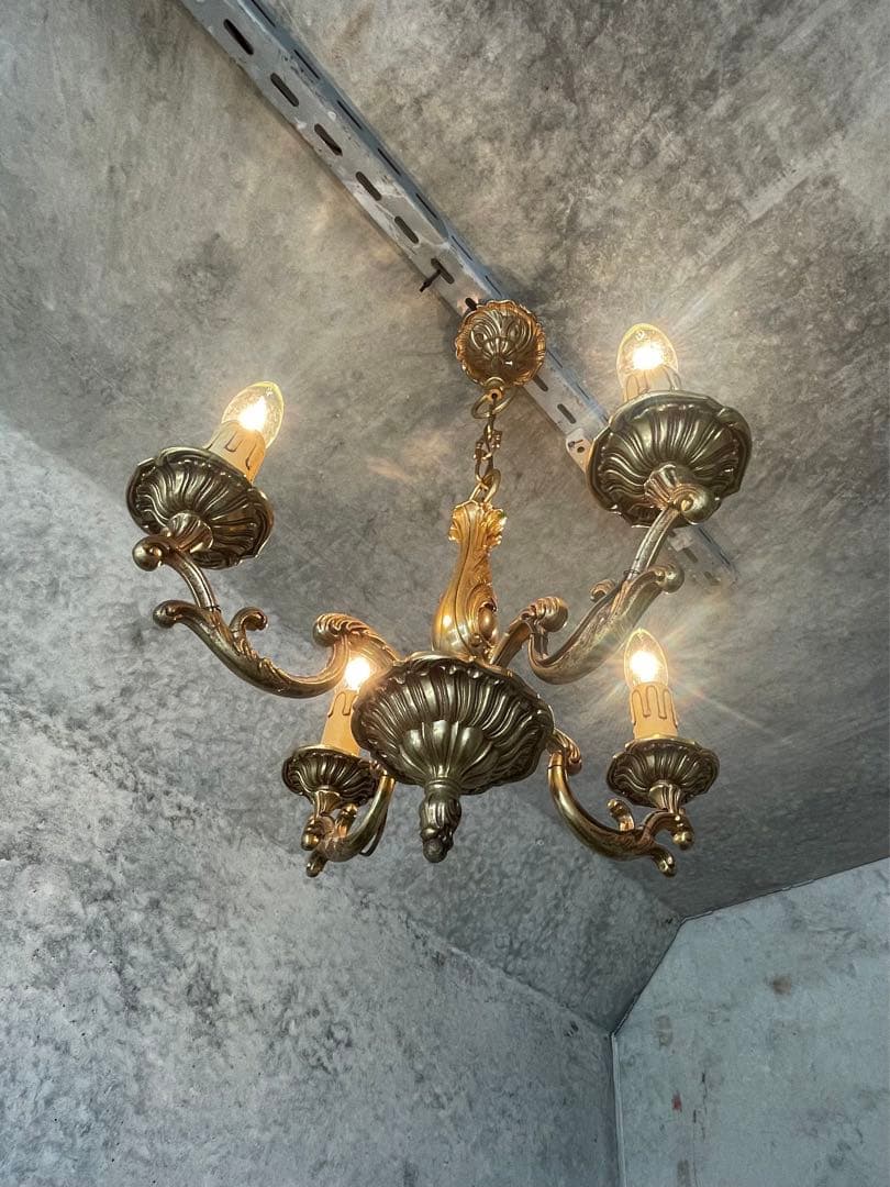 4-1. フランス アンティーク シャンデリア 4灯 キャンドル 吊り下げ