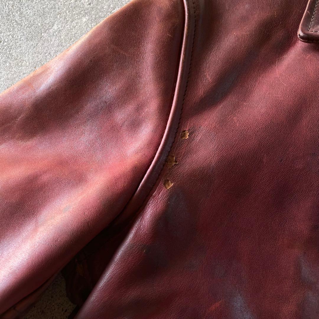 エアロレザー ハーフベルト ホースハイド レザージャケット ブラウン 34