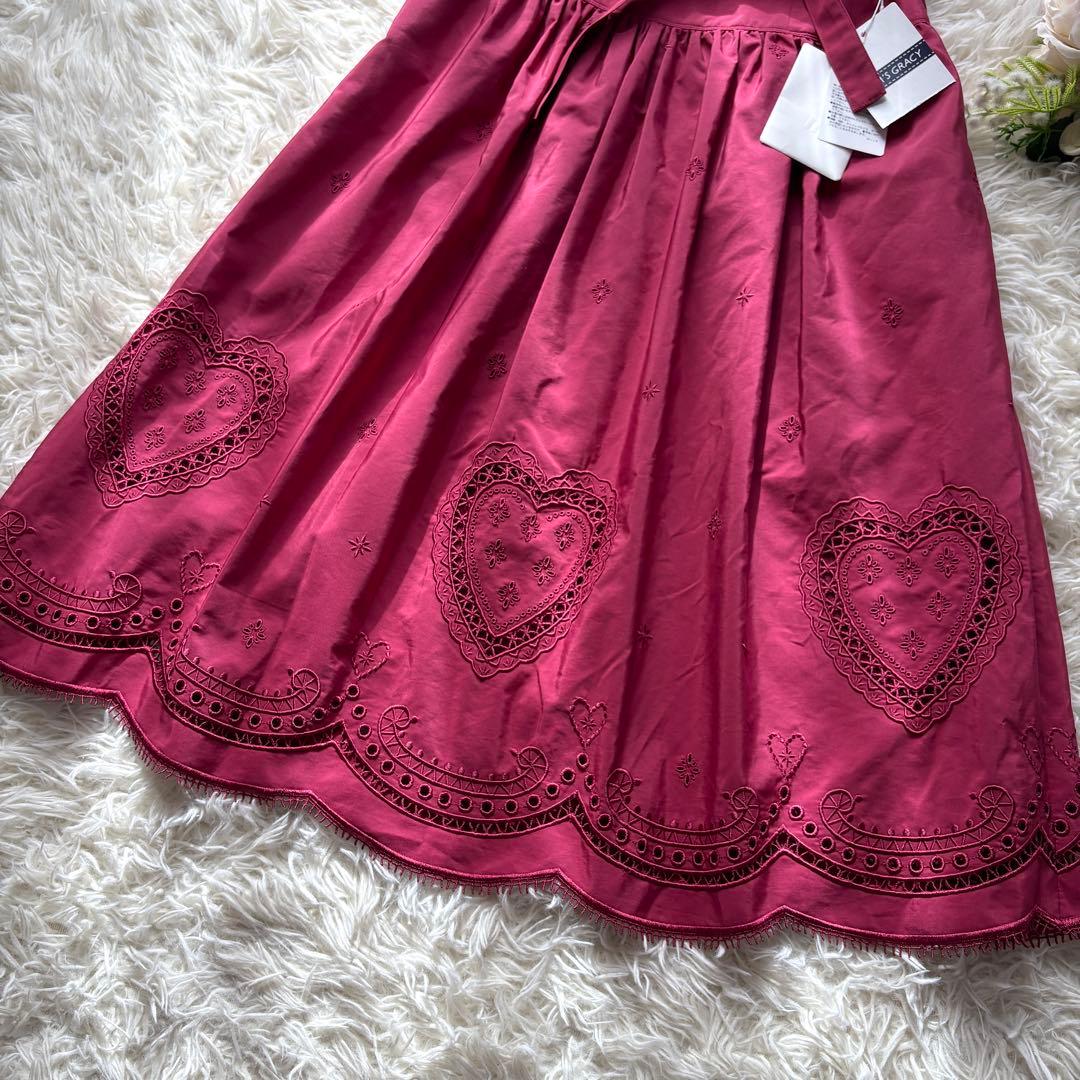 【未使用　タグ付】リボン　エムズグレイシー ハート刺繍　スカート　21年　38