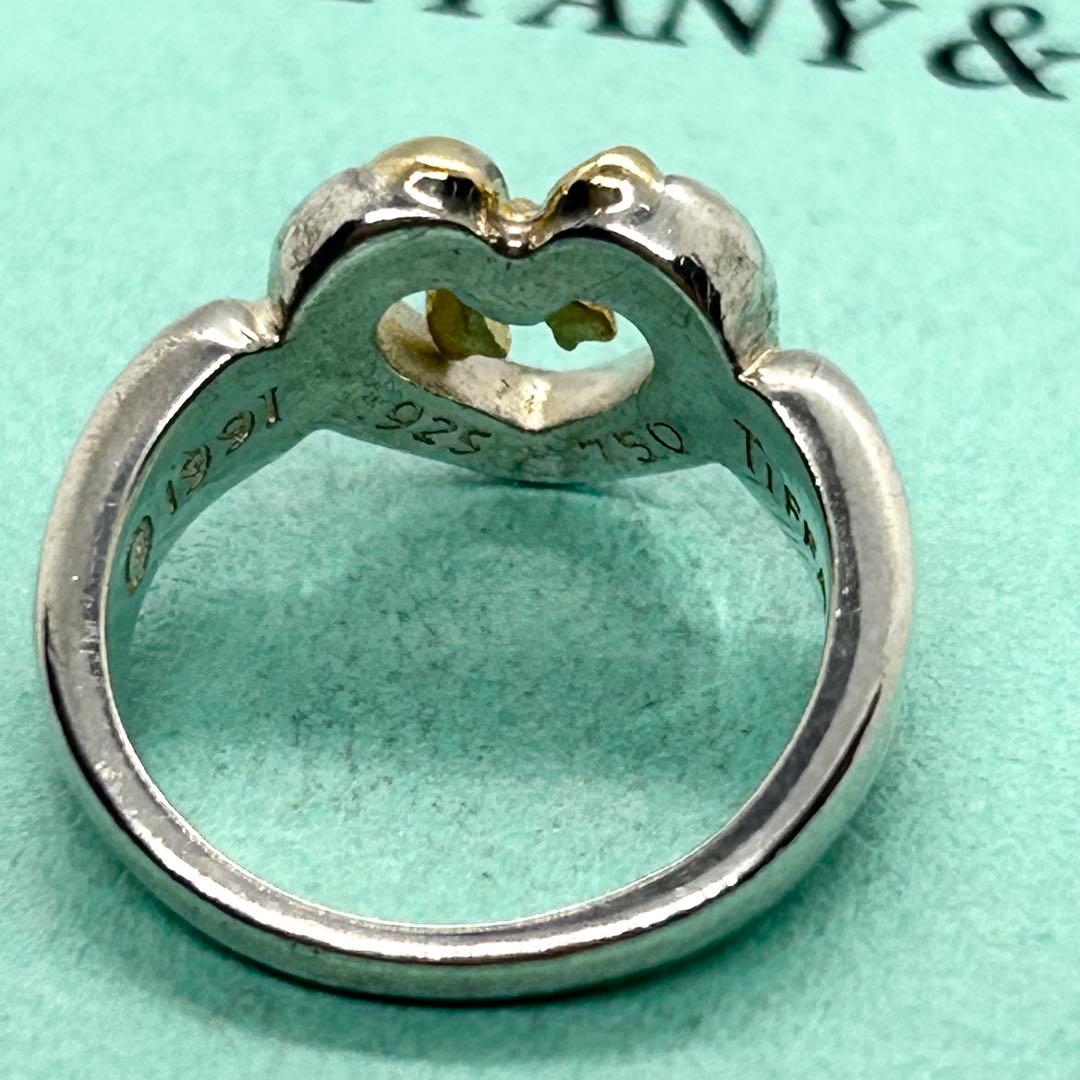 ティファニー オープンハートリボン リング 5号 925×750 コンビ 可愛い