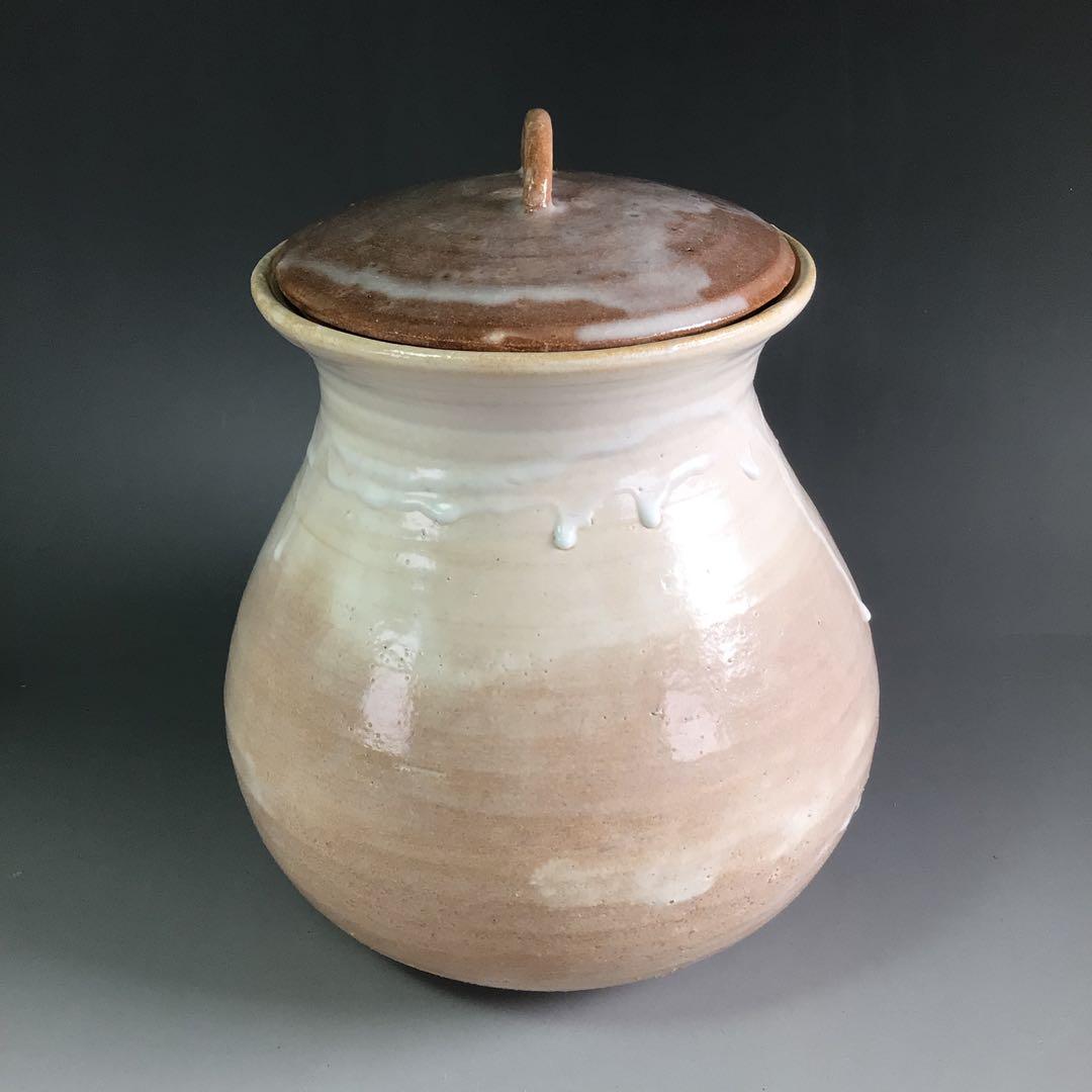 Ｒ３２３　水指　『萩焼』『塔陶山　平野教道造』　共箱　茶道具