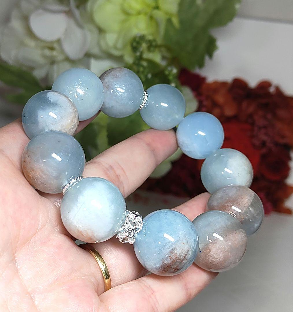 母岩付　アクアマリン　マトリックスアクアマリン　ブレスレット