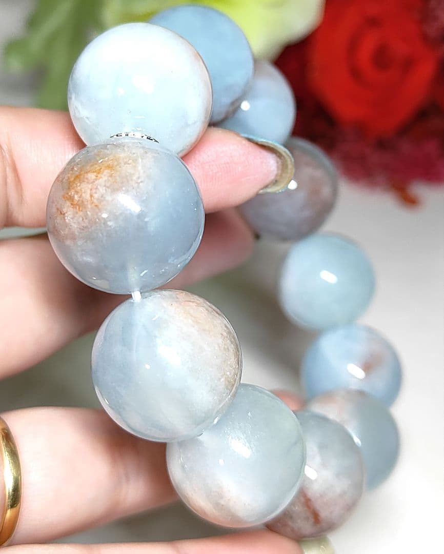 母岩付　アクアマリン　マトリックスアクアマリン　ブレスレット