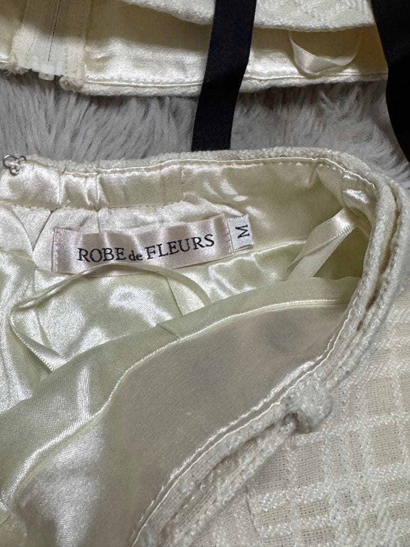 アイボリー チェック柄 ミニドレス