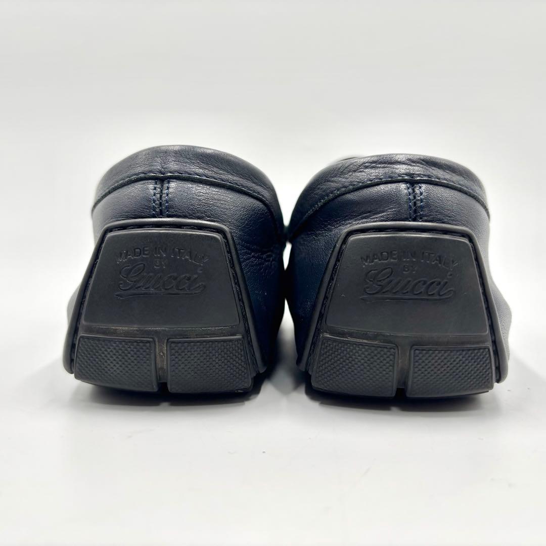 GUCCI グッチ ドライビングシューズ レザー GG シマ ネイビー