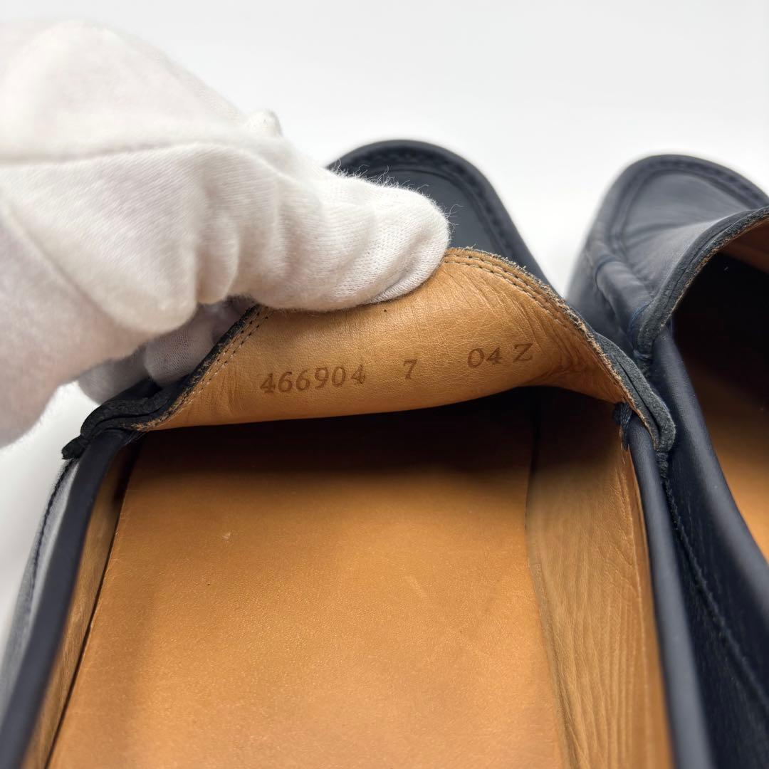 GUCCI グッチ ドライビングシューズ レザー GG シマ ネイビー