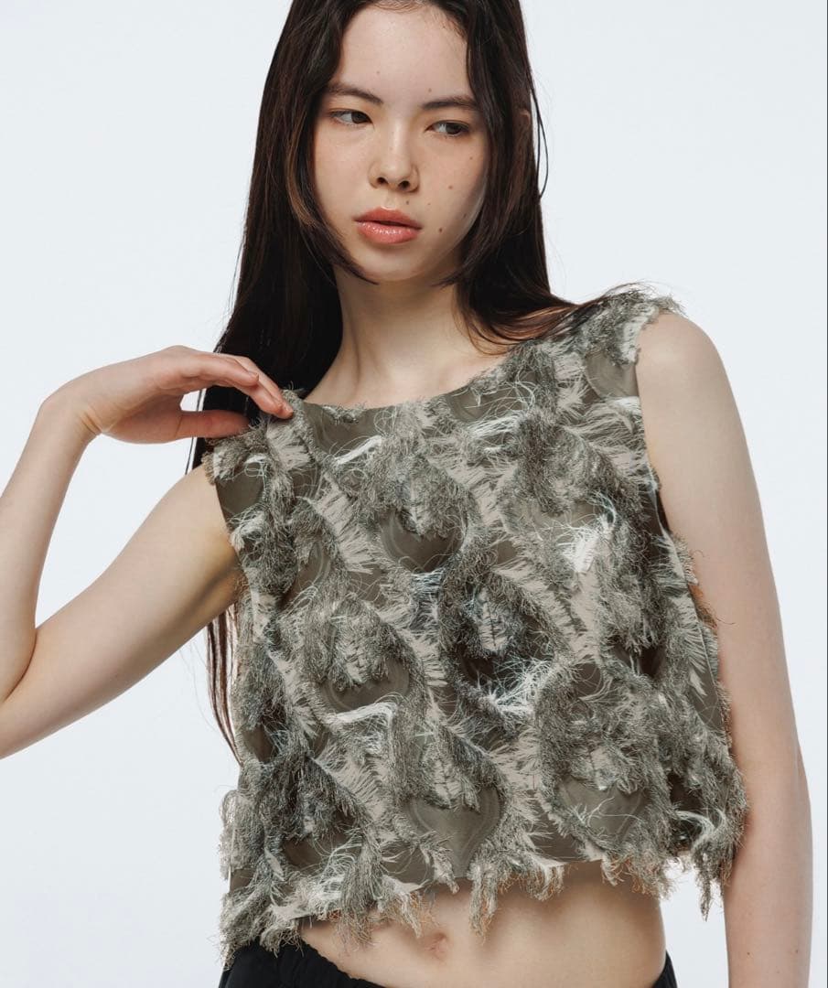 adam et rope フリンジプリントトップス