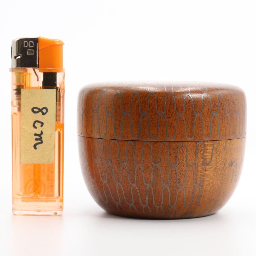 岡本陽斎作 桜川蒔絵 平棗 茶道具 共箱　V773　N2