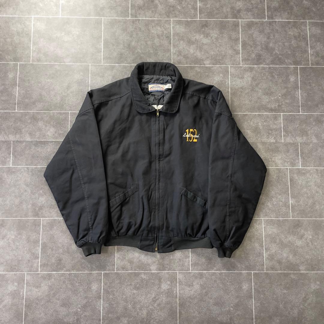 USA製 ダックワークブルゾン アクティブ ブラック 襟コーディロイ