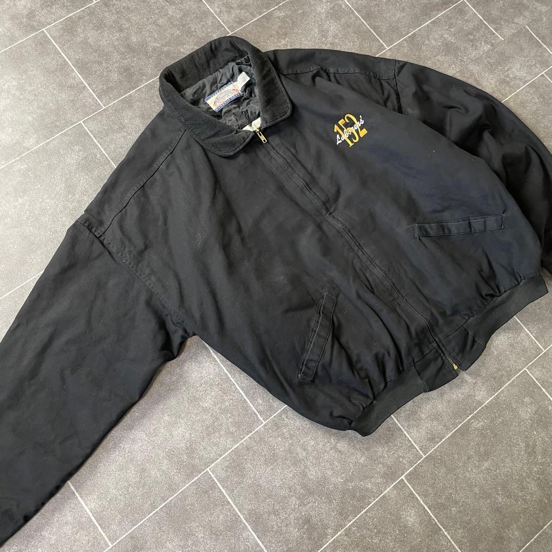 USA製 ダックワークブルゾン アクティブ ブラック 襟コーディロイ