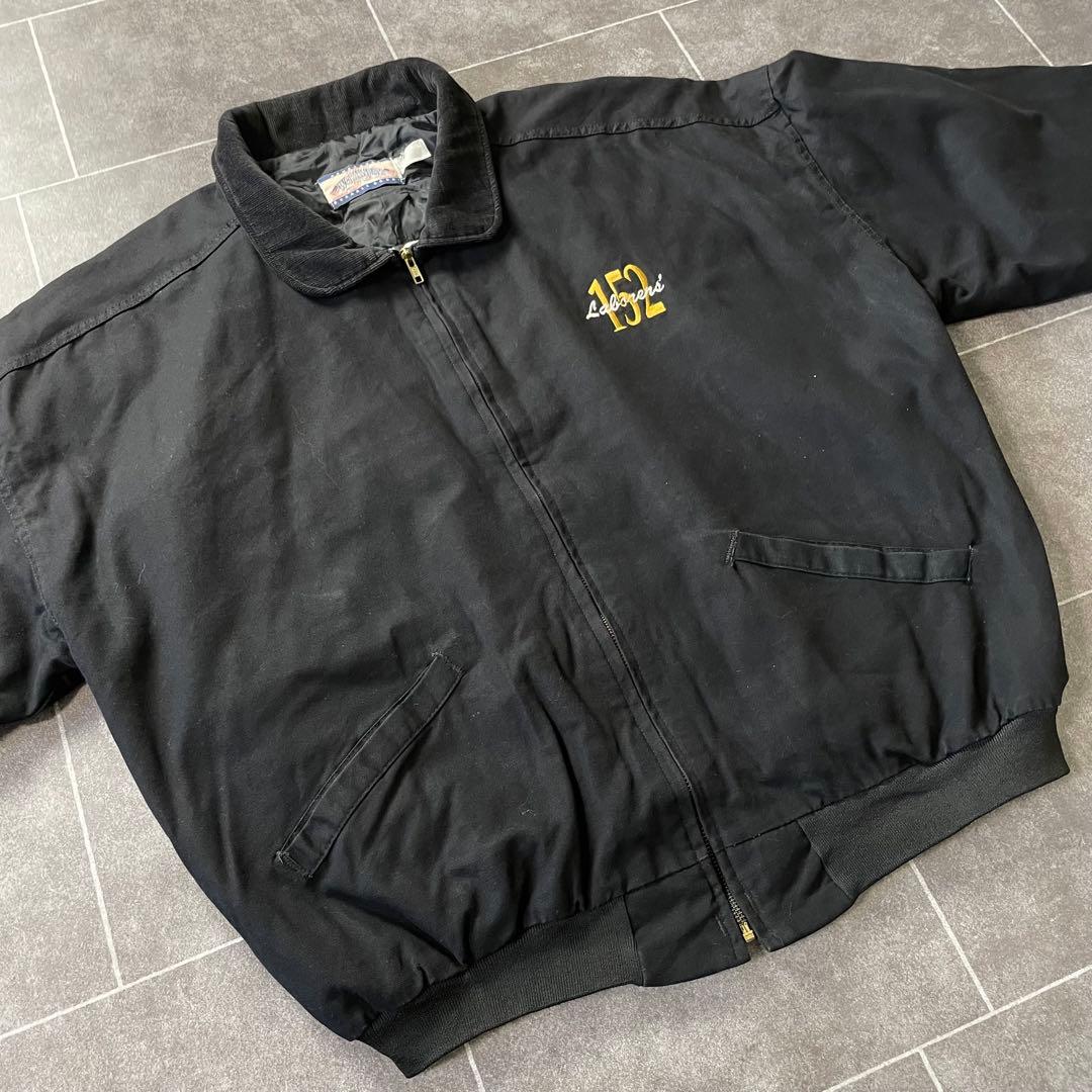 USA製 ダックワークブルゾン アクティブ ブラック 襟コーディロイ