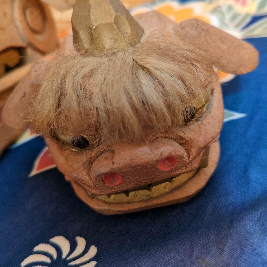 木製 加賀獅子舞 置物 2体セット