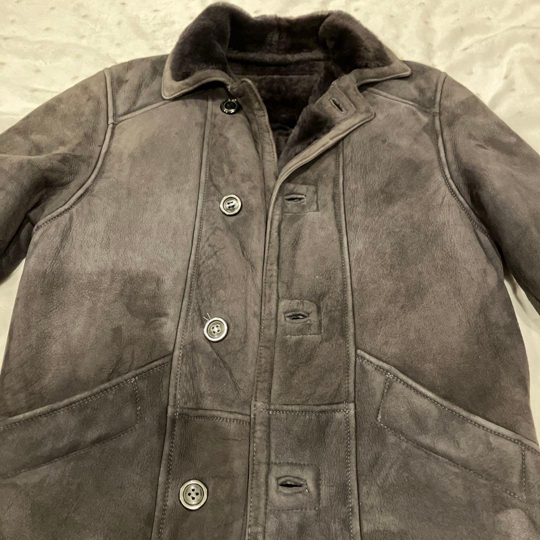 Simon 本革 シングル　ムートンコート　グレー系　ユニセックス　40
