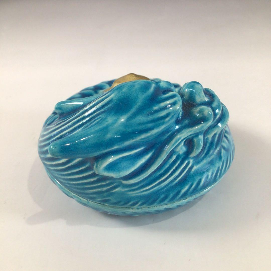 Ｓ１３０　香合　『真葛香斎造』『交趾』『玉龍香合』　共箱　茶道具