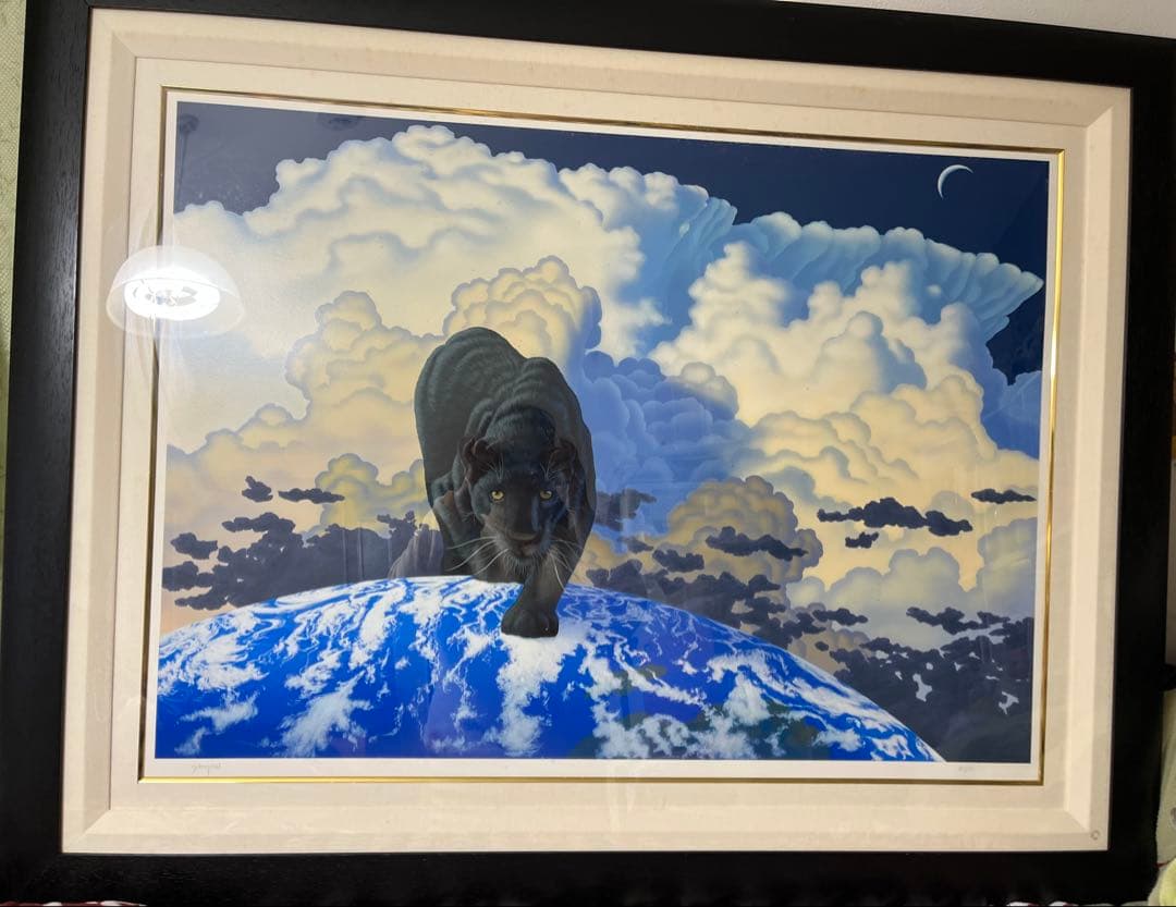 【希少価値の黒豹】シムシメール 「未来を探し求めて」美品 ジークレー 絵画 AP
