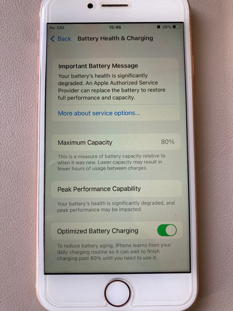 Iphone 8, バッテリー80%, ローズゴールドカラ